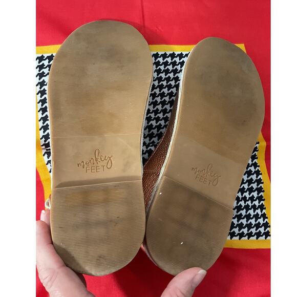 Monkey Feet Size 39 W 8.5 Pebbled Metallic Leather T Strap Mary Jane Comfort - Picture 5 of 7